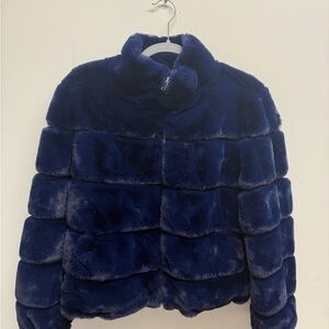 Stella + Lorenzo Deep Navy Plush Teddy Jacket